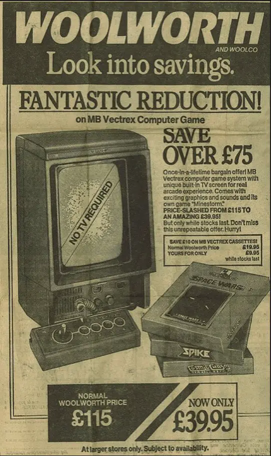 Woolworth Vectrex Console Discount Advert