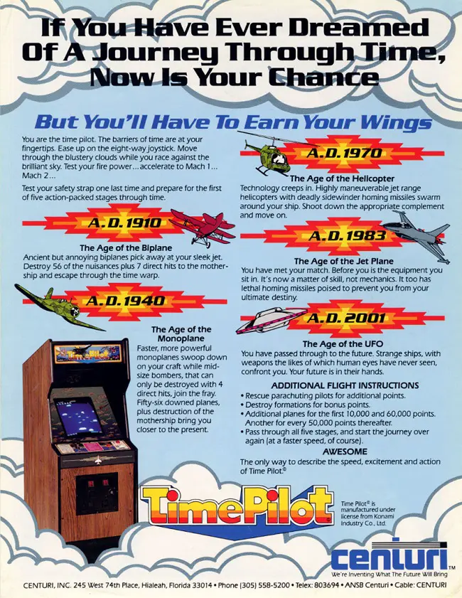 Time Pilot arcade flyer
