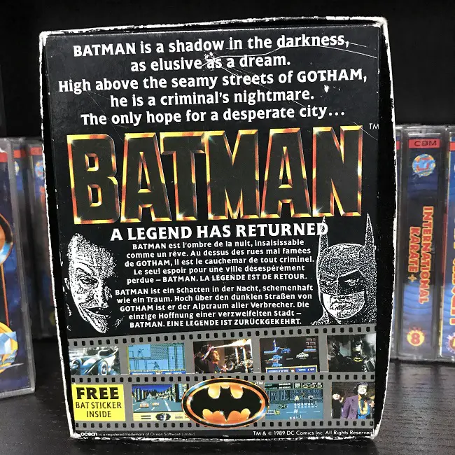 The back of my copy of  Batman for the Commodore 64