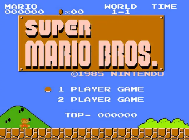 Super Mario Bros NES game title screen