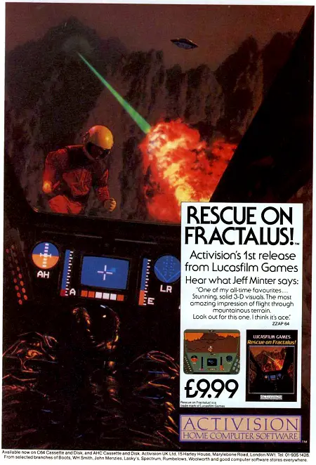 Activision advert for Rescue on Fractalus